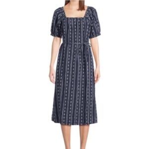 Time and Tru Navy Patterned Midi Dress